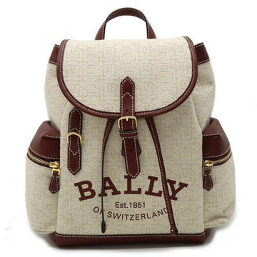 BALLY Barry CLIFFORD Clifford Backpack Rucksack Canvas Leather Ivory Bordeaux