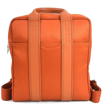 HERMES Backpack Toile Chevron Acapulco Sack Add Cotton Orange Silver Unisex e55757g