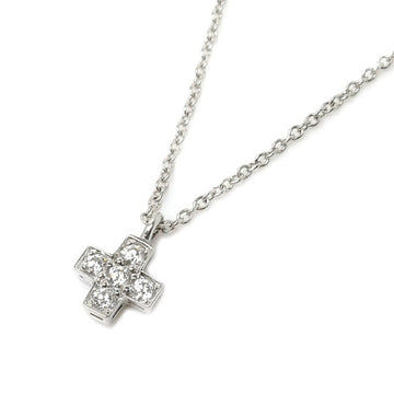 TIFFANY&Co.  Pt950 Platinum Crouchy Foam Cross 5P Diamond Necklace 2.7g 41cm Women's