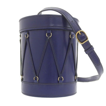 Hermes Tumbled Leather Blue Saphir Bag Women's Shoulder S Engraved