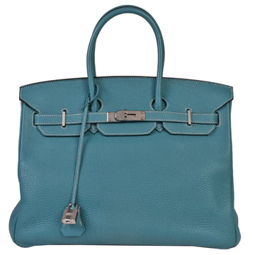 HERMES Birkin 35 Togo N engraved blue handbag