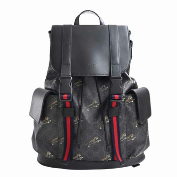 Gucci GG Supreme Tiger Backpack Rucksack Black PVC