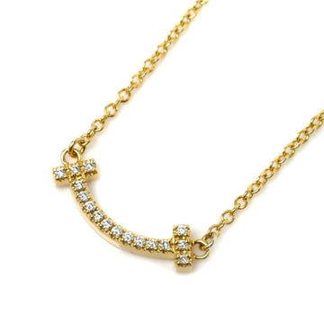 TIFFANY&Co.  K18YG Yellow Gold T Smile Mini Necklace 62617683 Diamond 2.2g 41-46cm Women's