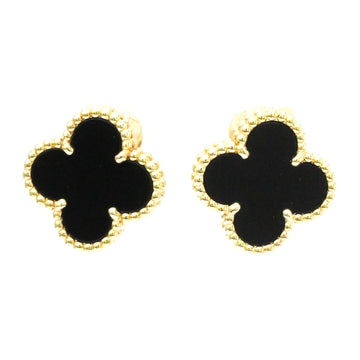 VAN CLEEF & ARPELS Vintage Alhambra VCARA44200 Onyx Yellow Gold [18K] Stud Earrings Gold