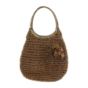 ANTEPRIMA handbag PVC fake leather brown tote bag with brooch