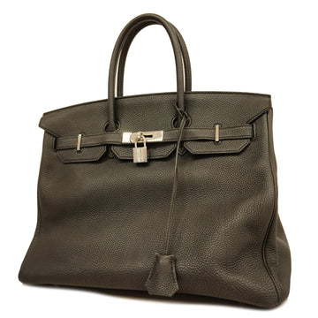 Hermes handbag Birkin 35 R engraved Togo black silver Metal
