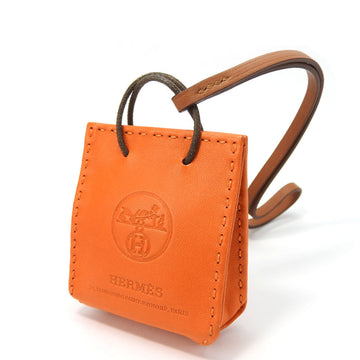 HERMES Charm Sac Orange Leather Brown Shopper Anu Milo D Engraved [2019] Accessories Women's