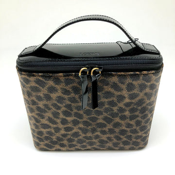 LOEWE Vanity Bag Leopard Enamel Leather Cosmetic Pouch Women's Ladies