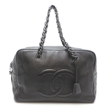 Chanel Luxury Line Coco Mark Chain Boston Men's Bag A32919 Leather Black