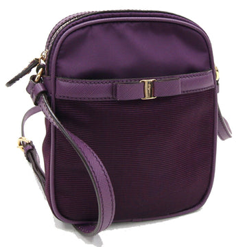 SALVATORE FERRAGAMO Ferragamo shoulder bag 21-C158 purple nylon ribbon ladies Salvatore