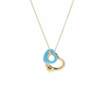 TIFFANY&Co.  Open Heart Pendant Turquoise Elsa Peretti Women's K18YG Necklace