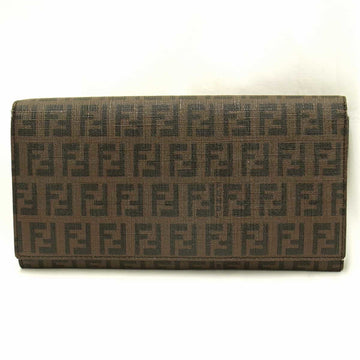 FENDI Zucca pattern long wallet PVC coated canvas brown ladies