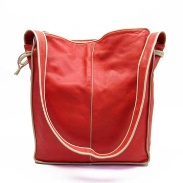 Loewe Shoulder Bag Red White Leather Ladies