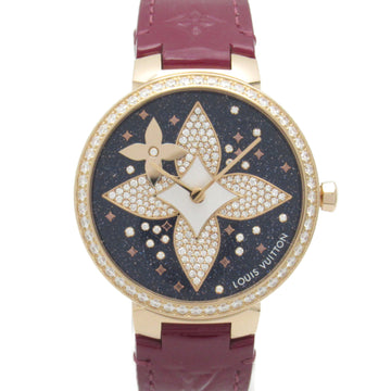LOUIS VUITTON Tambour Slim Star Blossom MM Wrist Watch Wrist Watch Q1E02Z Mechanical Automatic Black K18PG[Rose Gol Q1E02Z