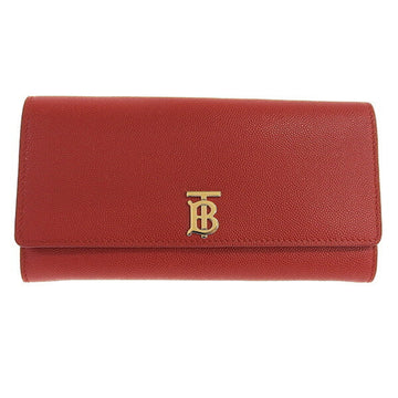 Burberry leather TB long wallet red