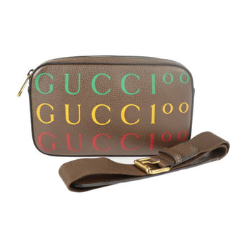 GUCCI Belt Bag 100th Anniversary Waist 602695 Calf Leather Brown Multicolor Gold Hardware Logo Body Pouch Bum