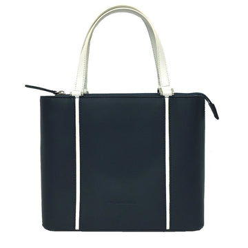 BURBERRY Leather Tote Bag Navy x White Handbag Ladies  aq4009