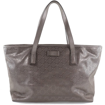 Gucci Tote GG Imprime 211137 PVC Coated Canvas Silver Ladies Bag