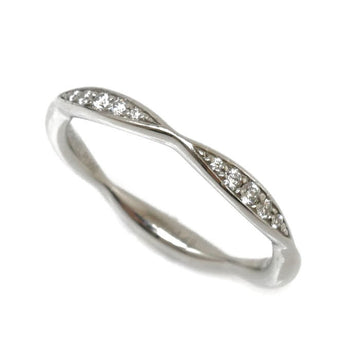 CHANEL Pt950 Platinum Camellia Half Eternity Ring J10835 Diamond 2.8g Ladies