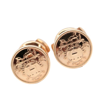 HERMES Exlibris TPM Earrings Au750 K18PG Pink Gold Women's Jewelry