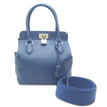 Hermes Toolbox 20 A Engraved 2017 Women's Handbag Evercolor Azure (Blue) x (Palladium)