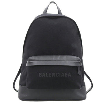 BALENCIAGA Canvas Leather Backpack Rucksack 392007 Black Women's