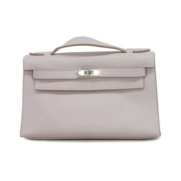Hermes Kelly Pochette Kelly K Stamp Women's Swift Leather Handbag Rose Dragee
