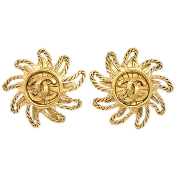 CHANEL 1994 Sun Earrings Clip-On Gold 39635