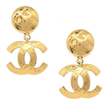 CHANEL 1994 Quilted CC Dangle Earrings Small 41233