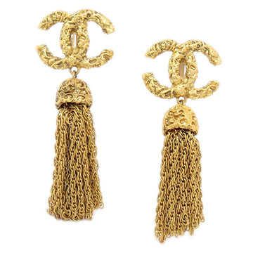CHANEL 1993 Florentine Filigree Tassel Earrings Clip-On Gold 41047