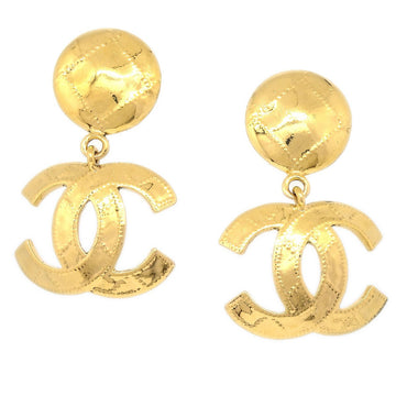 CHANEL 1994 Quilted CC Dangle Earrings Small 70220