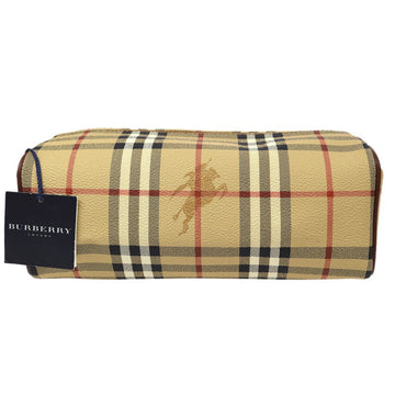 BURBERRY House Check Pattern Clutch Bag Beige