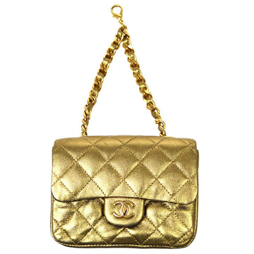 CHANEL 1997-1999 Gold Lambskin Quilted Micro Pouch 90175
