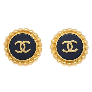 CHANEL 1994 Black & Gold CC Earrings 60369