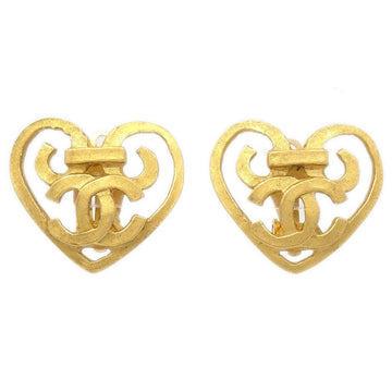 CHANEL 1995 Heart Earrings Clip-On Gold