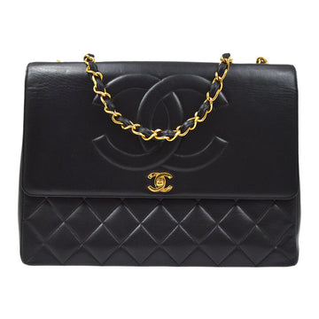 CHANEL★ 1991-1994 Black Quilted Lambskin CC Flap Maxi 60850
