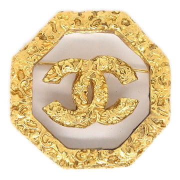 CHANEL 1993 Octagon Brooch Gold Clear 81181