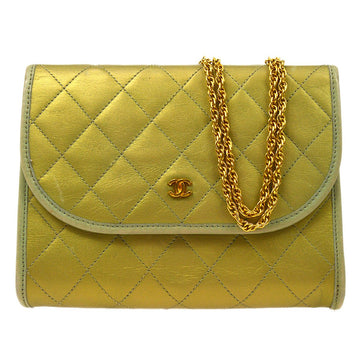 CHANEL 1980's Shoulder Bag Gold Lambskin 01865