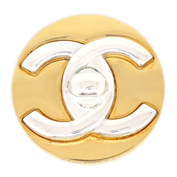 CHANEL 1997 Silver & Gold CC Turnlock Brooch 91494