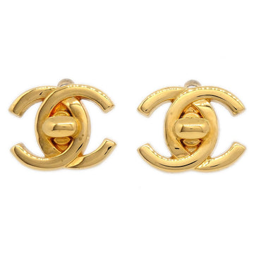 CHANEL 1995 CC Turnlock Earrings Clip-On Gold small