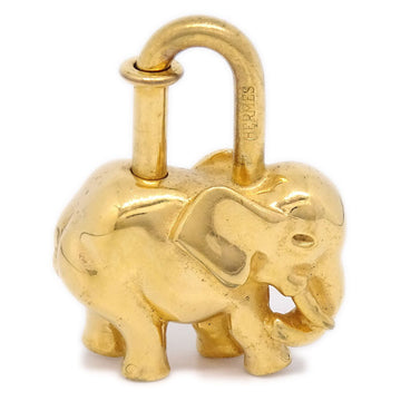 HERMES 1988 Limited Elephant Cadena Lock Bag Charm Gold Small Good 71276