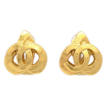 CHANEL 1997 Heart Earrings Clip-On Gold Small 71365
