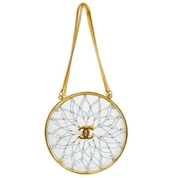 CHANEL 1990s Minaudiere Dreamcatcher Beaded Gold Transparent Round Circle Bag 61780