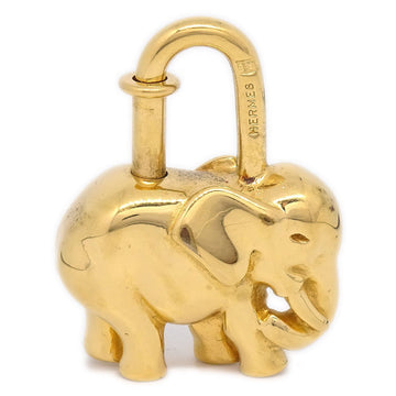 HERMES 1988 Limited Elephant Cadena Lock Bag Charm Gold Small Good 71201