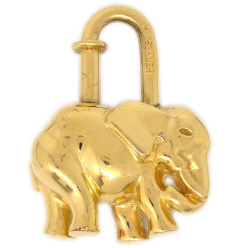 HERMES 1988 Limited Elephant Cadena Lock Bag Charm Gold Small Good 82625