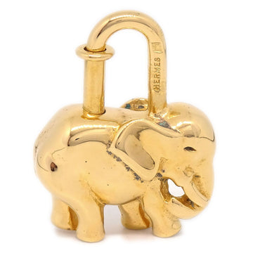 HERMES 1988 Limited Elephant Cadena Lock Bag Charm Gold Small Good 82627