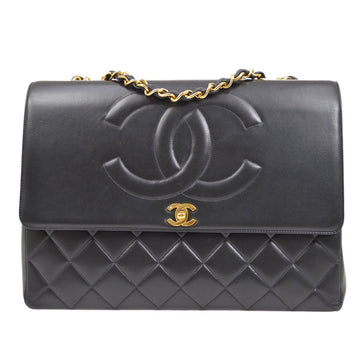 CHANEL 1991-1994 Quilted CC Flap Maxi Black Lambskin 72350