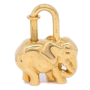 HERMES 1988 Limited Elephant Cadena Lock Bag Charm Gold Small Good 71889