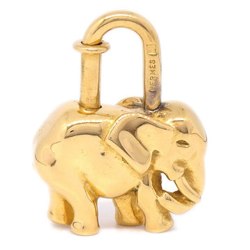 HERMES 1988 Limited Elephant Cadena Lock Bag Charm Gold Small Good 82851
