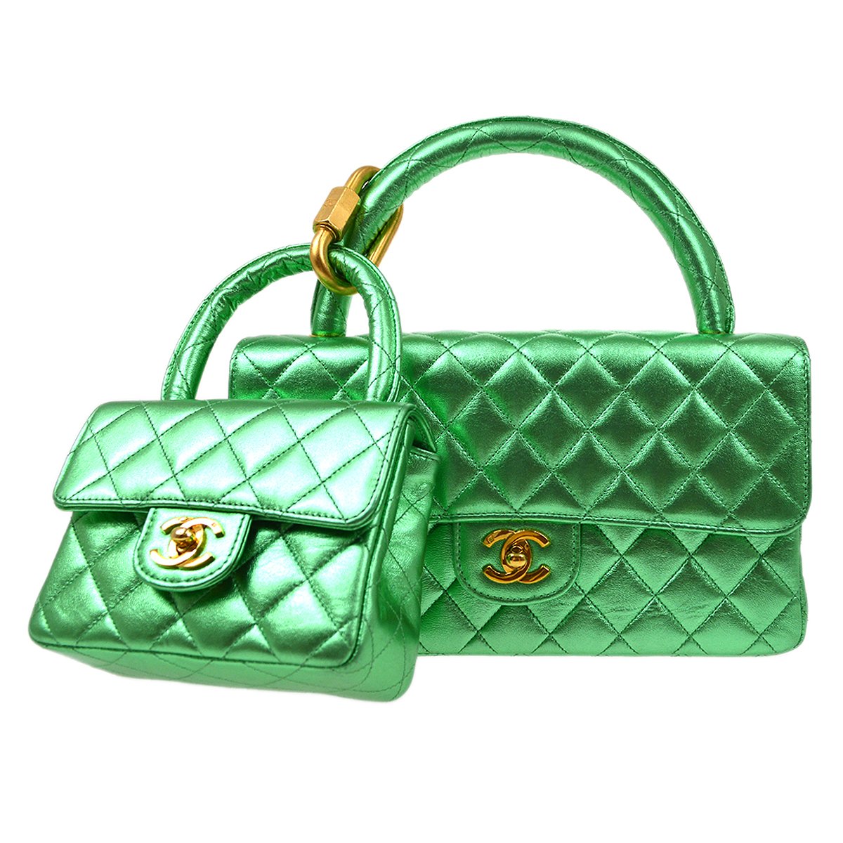 Chanel coco mini flap bag with top handle A92995 Avocado Green - $359.00